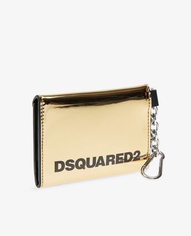  DSQUARED2 - Ví nữ chữ nhật nắp gập Black Logo And Internal Mirror 