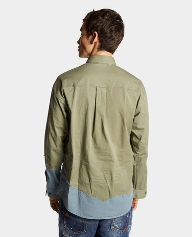  DSQUARED2 - Áo sơ mi nam cổ bẻ tay dài phối màu độc đáo Rugged 