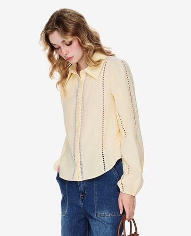  GIGI - Áo sơ mi nữ cổ bẻ tay phồng thanh lịch 