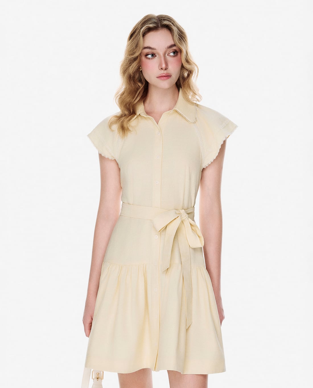 GIGI - Đầm xếp tầng mini tay ngắn phối nơ thời trang