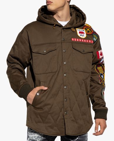  DSQUARED2 - Áo khoác nam phối mũ tay dài thời trang 