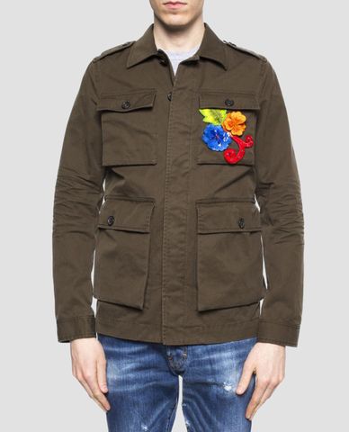  DSQUARED2 - Áo khoác nam túi hộp thêu hoa Embellished 
