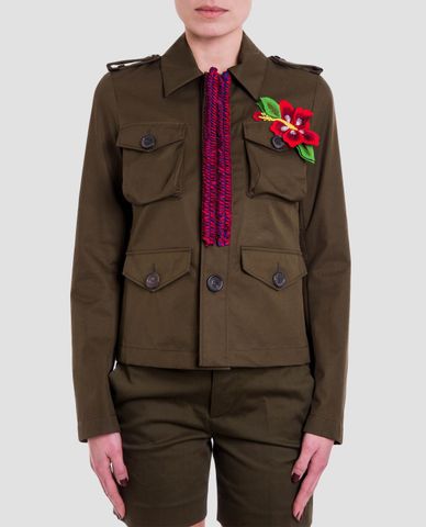  DSQUARED2 - Áo khoác nữ túi hộp thêu hoa Epaulettes 