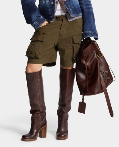  DSQUARED2 - Quần short nữ ống rộng phối túi hộp 