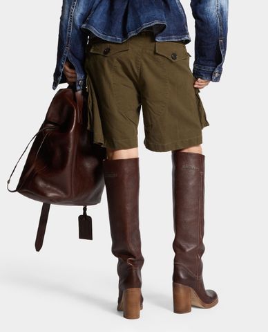  DSQUARED2 - Quần short nữ ống rộng phối túi hộp 