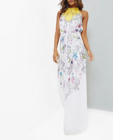  TED BAKER - Đầm maxi cổ yếm họa tiết hoa Ellly 