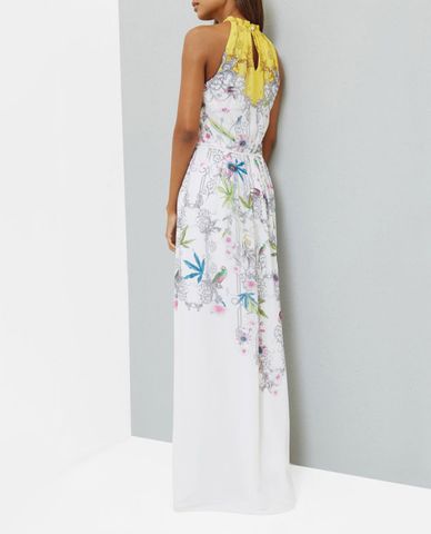  TED BAKER - Đầm maxi cổ yếm họa tiết hoa Ellly 