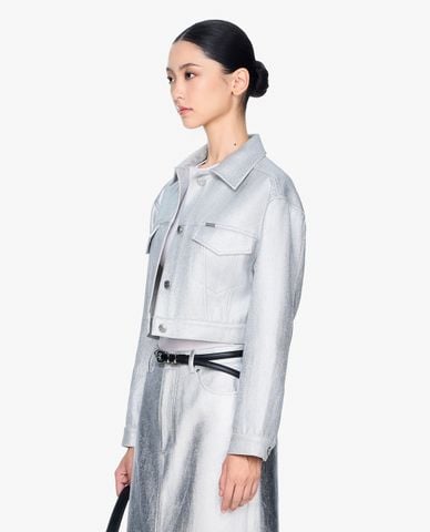  GIGI - Áo khoác croptop nữ cổ bẻ tay dài phối túi nắp trẻ trung 