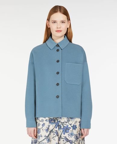  WEEKEND MAX MARA - Áo khoác dạ lông cừu cổ bẻ phối nút thời trang Emiro 