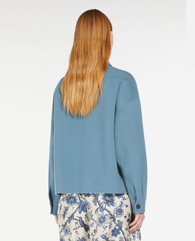  WEEKEND MAX MARA - Áo khoác dạ lông cừu cổ bẻ phối nút thời trang Emiro 