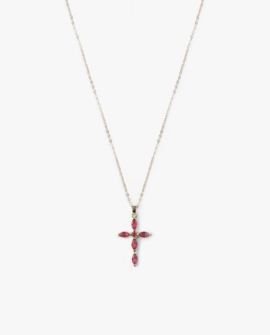  CECI - Vòng cổ nữ sợi mảnh phối mặt hình thánh giá đính đá thời trang 