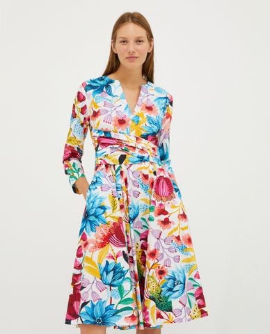  MAX&Co. - Đầm xếp li mini cổ V tay dài phối hoạ tiết Disco 