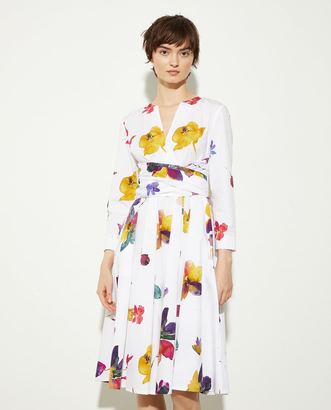 MAX&Co. - Đầm xếp li midi cổ V tay dài Disco