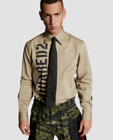  DSQUARED2 - Áo sơ mi dài tay in logo Millitary 