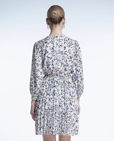  GIGI - Đầm xếp li mini cổ V tay dài bo gấu thời trang 