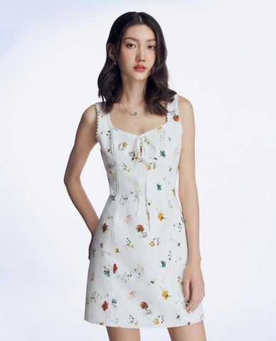  GIGI - Đầm sát nách mini cổ vuông thắt nơ trẻ trung 