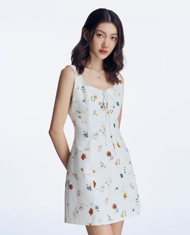  GIGI - Đầm sát nách mini cổ vuông thắt nơ trẻ trung 