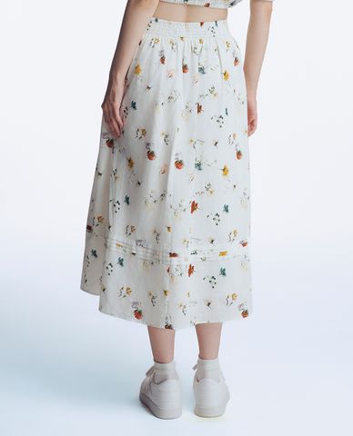  GIGI - Chân váy midi lưng thun phối hoạ tiết hoa trẻ trung 