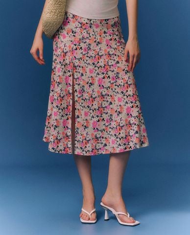  GIGI - Chân váy phom suông midi phối hoạ tiết hoa thời thượng 