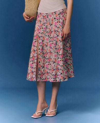  GIGI - Chân váy phom suông midi phối hoạ tiết hoa thời thượng 