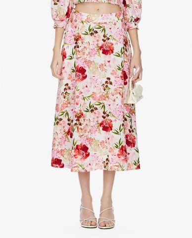  GIGI - Chân váy chữ A midi in họa tiết hoa thời thượng 
