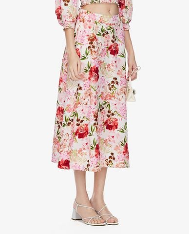  GIGI - Chân váy chữ A midi in họa tiết hoa thời thượng 