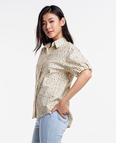  GIGI - Áo sơ mi nữ cổ bẻ tay ngắn phom suông hiện đại 