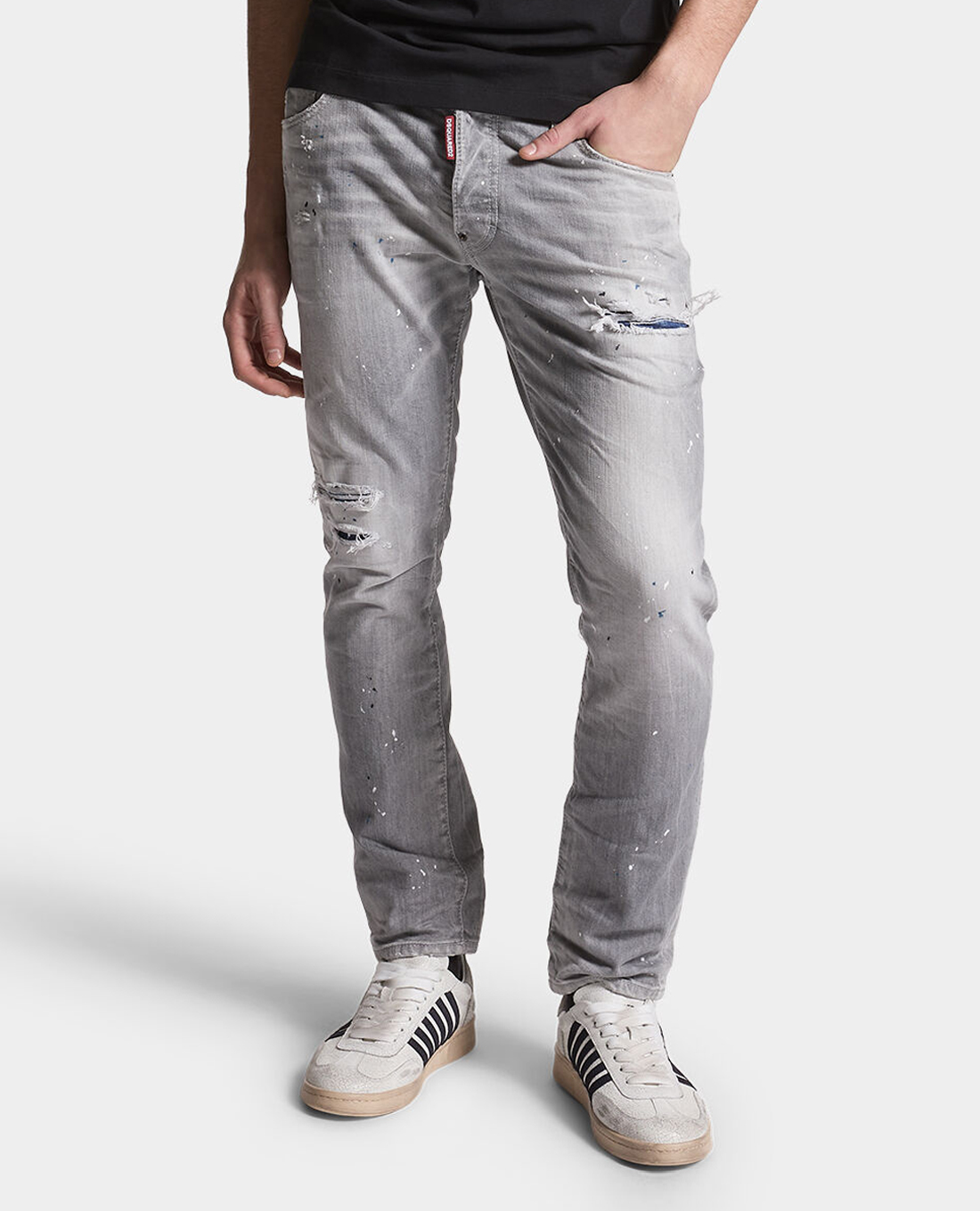 DSQUARED2 - Quần jeans nam phom ôm Grey Wash Skater