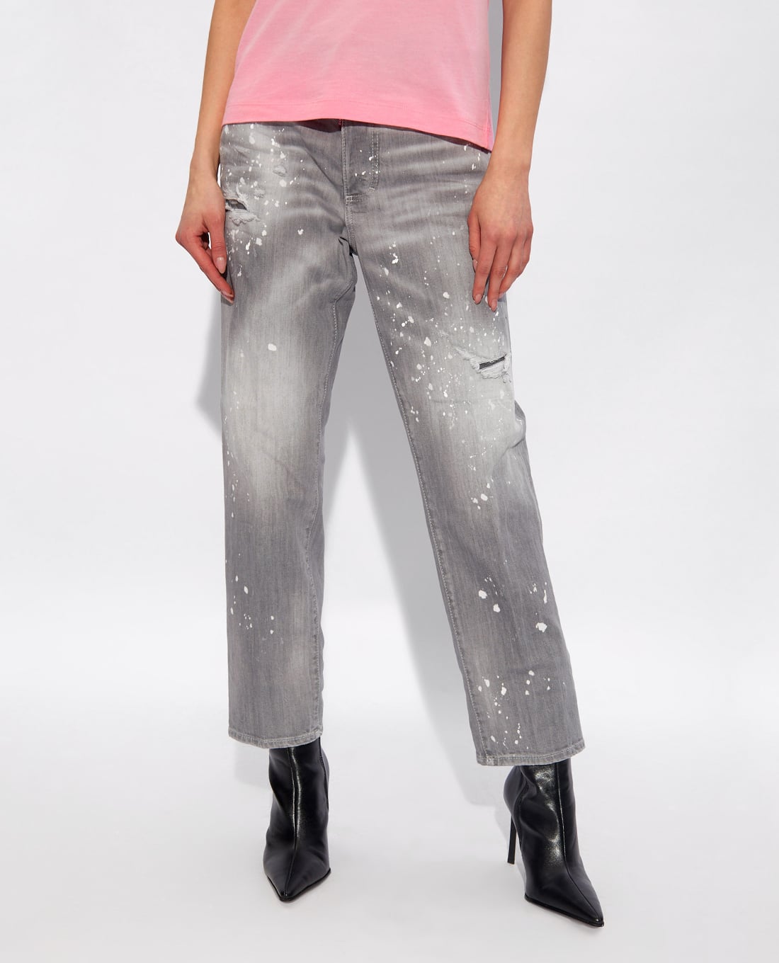 DSQUARED2 - Quần jeans nữ ống đứng rách ngẫu nhiên cá tính