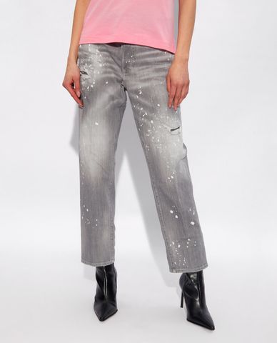  DSQUARED2 - Quần jeans nữ ống đứng rách ngẫu nhiên cá tính 