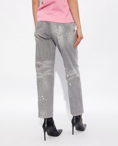  DSQUARED2 - Quần jeans nữ ống đứng rách ngẫu nhiên cá tính 
