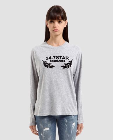  DSQUARED2 - Áo thun tay dài họa tiết chữ in 277 Star 