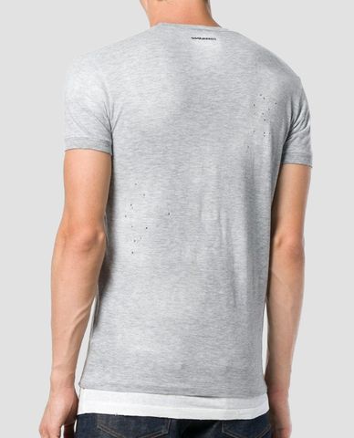  DSQUARED2 - Áo thun nam cổ tròn họa tiết rắn 