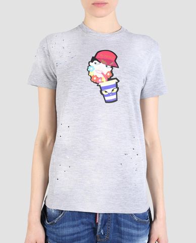  DSQUARED2 - Áo thun nữ ngắn tay cổ tròn Printed 