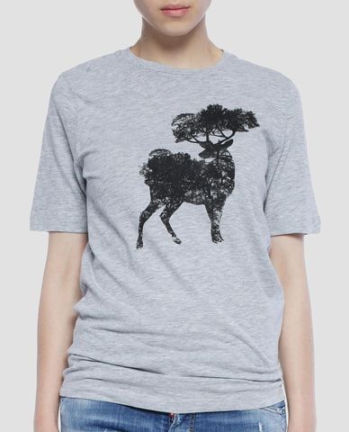  DSQUARED2 - Áo thun nữ cổ tròn họa tiết con nai 