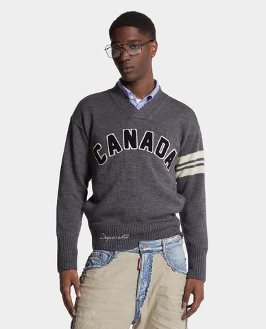  DSQUARED2 - Áo sweatshirt nam cổ V tay dài 