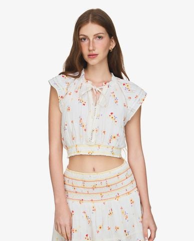  GIGI - Áo sát nách nữ phom croptop phối hoa 