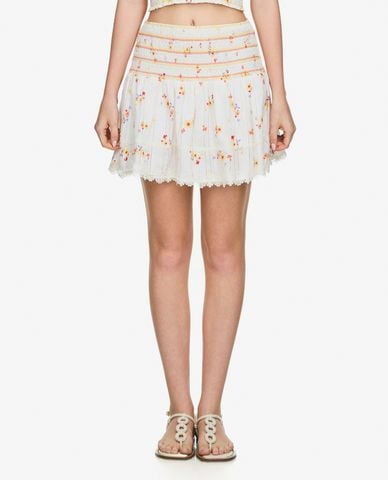  GIGI - Chân váy chữ A mini lưng thun phối hoa 