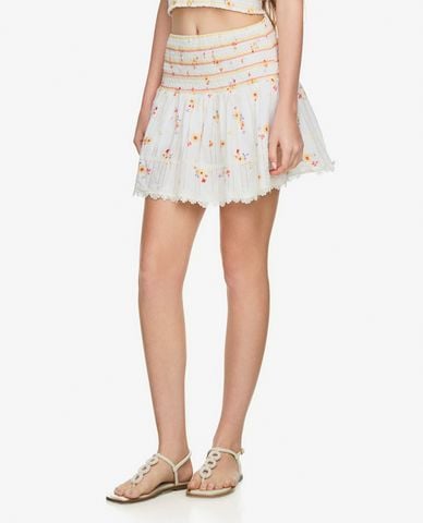  GIGI - Chân váy chữ A mini lưng thun phối hoa 