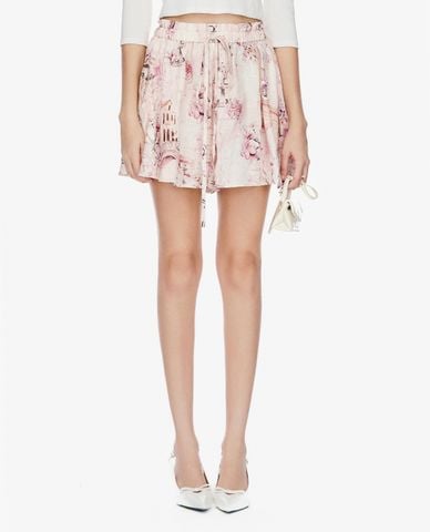  GIGI - Quần shorts nữ ống rộng lưng thun in họa tiết hoa 