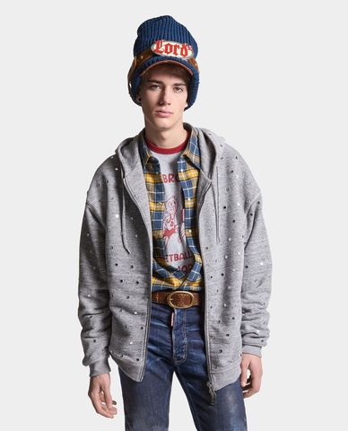  DSQUARED2 - Áo khoác phối mũ nam Unbrushed Melange 