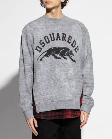  DSQUARED2 - Áo sweatshirt nam cổ tròn tay dài phối họa tiết 