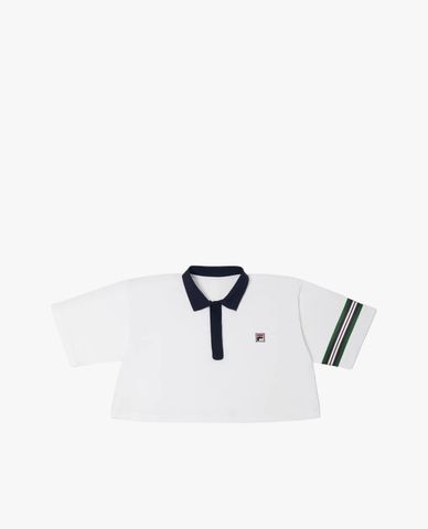  FILA - Áo croptop nữ cổ bẻ tay ngắn Flared 