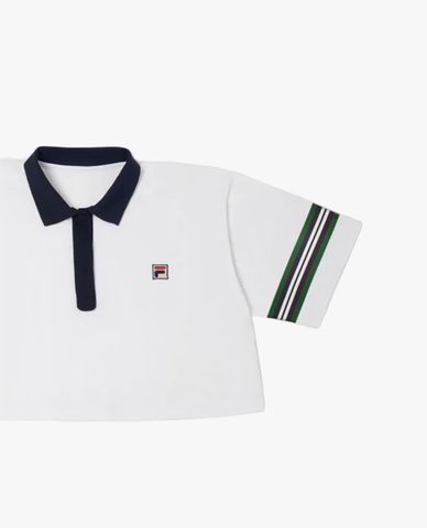  FILA - Áo croptop nữ cổ bẻ tay ngắn Flared 