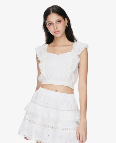  GIGI - Áo hai dây nữ cổ trái tim phối bèo nữ tính 