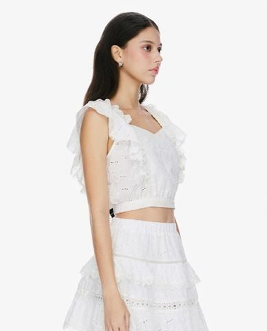  GIGI - Áo hai dây nữ cổ trái tim phối bèo nữ tính 