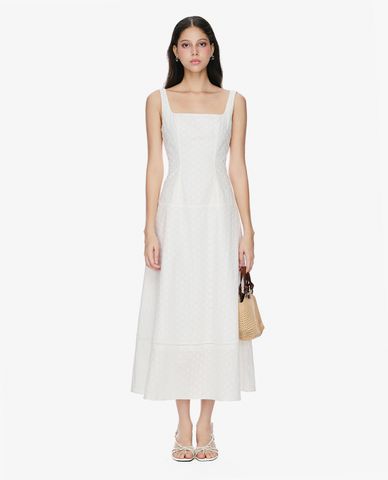  GIGI - Đầm hai dây midi cổ vuông hoa nhí nữ tính 