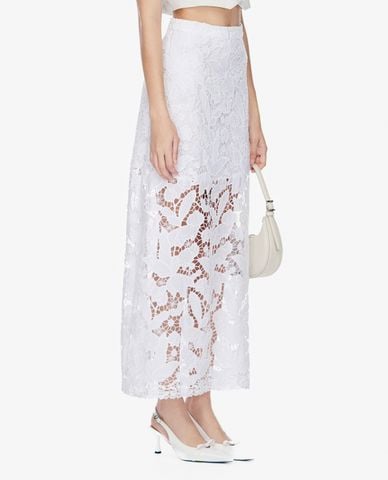  GIGI - Chân váy phom suông midi xuyên thấu phối hoa văn 