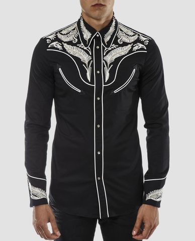  DSQUARED2 - Áo sơ mi nam denim thêu độc đáo Western 