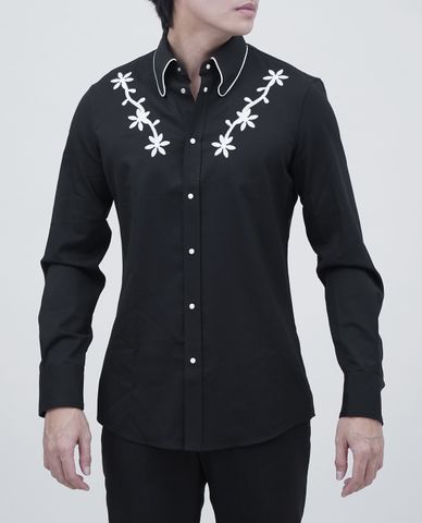  DSQUARED2 - Áo sơ mi nam viền cổ thêu hoa 